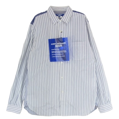 JUNYA WATANABE COMME des GARCONS MAN ジュンヤワタナベコムデギャルソンマン 長袖シャツ 25AW WP-B015 L/S SHIRT ストライプ ロングスリーブ 長袖 シャツ ブルー系 M【極上美品】【中古】