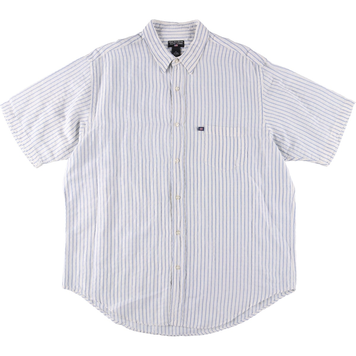 古着 ラルフローレン Ralph Lauren RALPH LAUREN JEANS CO ストライプ柄 半袖 コットン×リネンシャツ メンズXL相当/eaa562623
