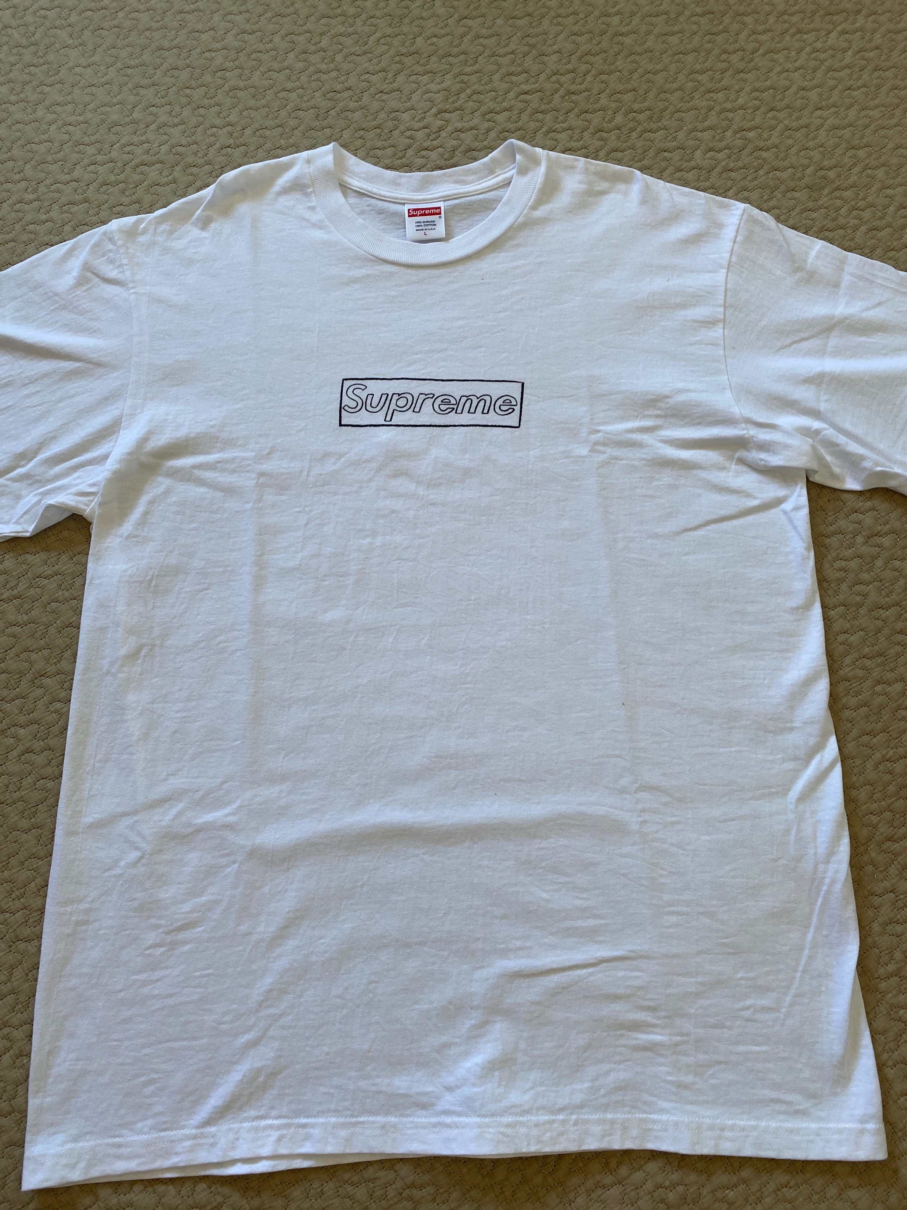 Supreme KAWS Chalk Logo Tee "White"