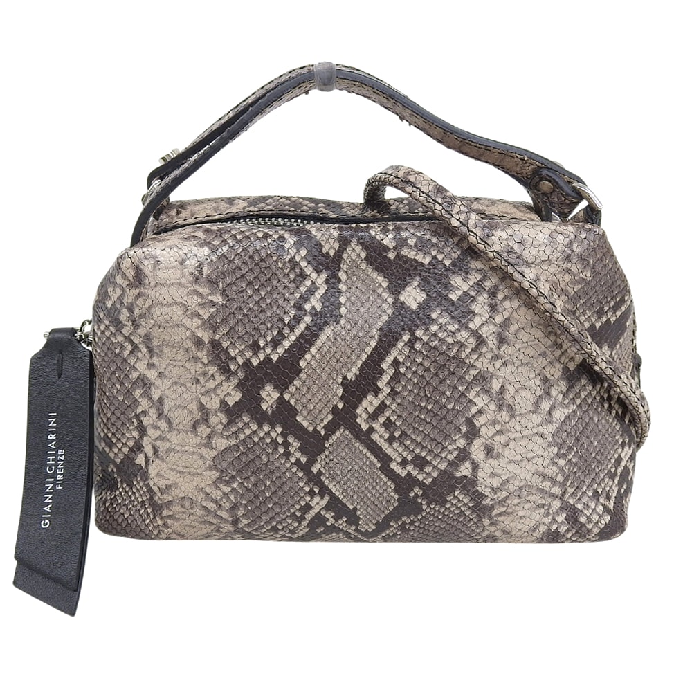 ジャンニキアリーニ 美品 ALIFA S パイソン 2WAY ハンドバッグ ショルダーバッグ レディース ベージュ系 561