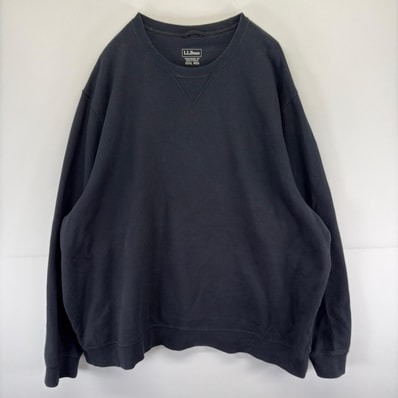 古着 エルエルビーン L.L.Bean スウェット 前Vガゼット 裾ロゴ トレーナー ロゴ 大きいサイズ 3XL ブラック系 無地 メンズ