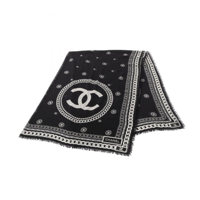 シャネル CHANEL ココマーク ショール 衣料品 シルク カシミヤ レディース ブラック系 / ホワイト系 【中古】