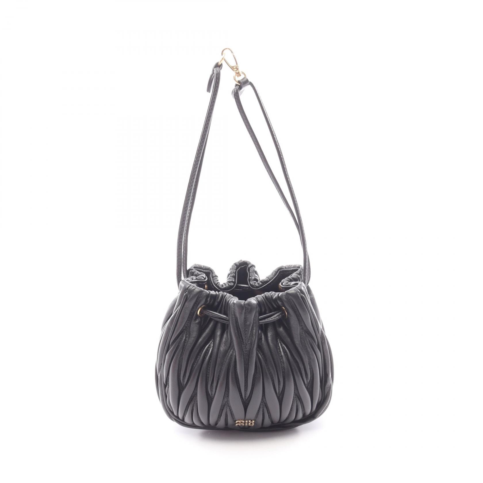 ミュウ ミュウ Miu Miu マテラッセ ポーチ ハンドバッグ バッグ レザー レディース ブラック系 5ND022 【中古】