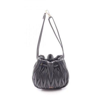 ミュウ ミュウ Miu Miu マテラッセ ポーチ ハンドバッグ バッグ レザー レディース ブラック系 5ND022 【中古】