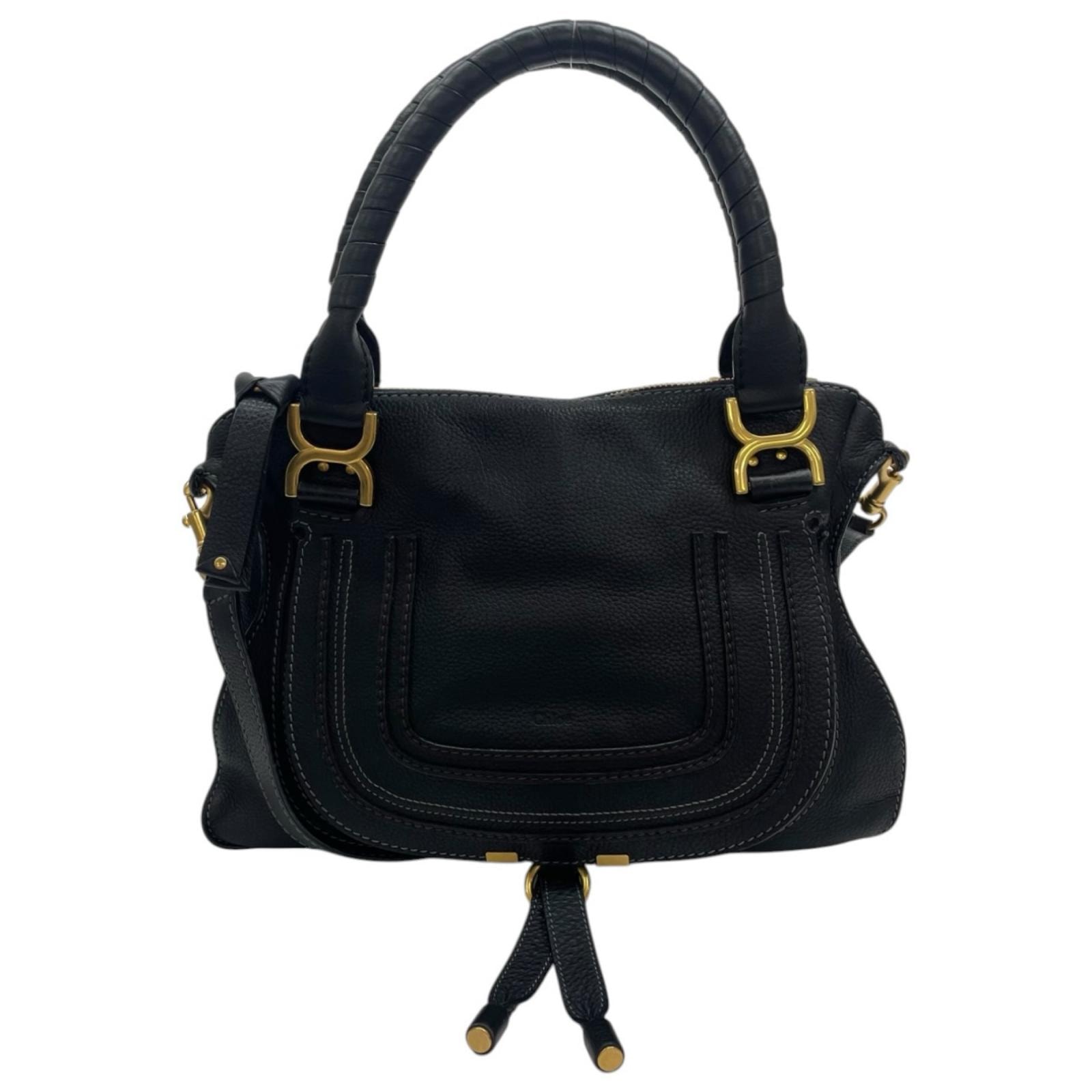 クロエ マーシーミディアム ホーボーバッグ ショルダーバッグ グレインカーフレザー ブラック レディース Chloe  中古