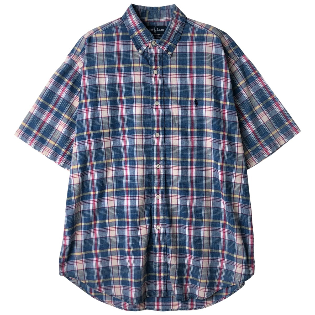 古着 ラルフローレン Ralph Lauren BLAKE 半袖 ボタンダウン チェックシャツ メンズL相当/eaa611057
