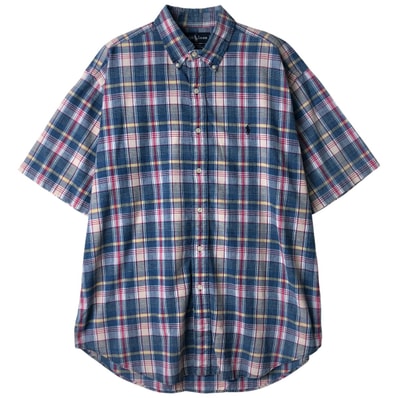 古着 ラルフローレン Ralph Lauren BLAKE 半袖 ボタンダウン チェックシャツ メンズL相当/eaa611057