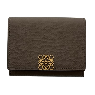 LOEWE ロエベ アナグラム トライフォールド ウォレット 三つ折り財布 C821TR2X16 レザー トープ ゴールド金具 レディース【中古】