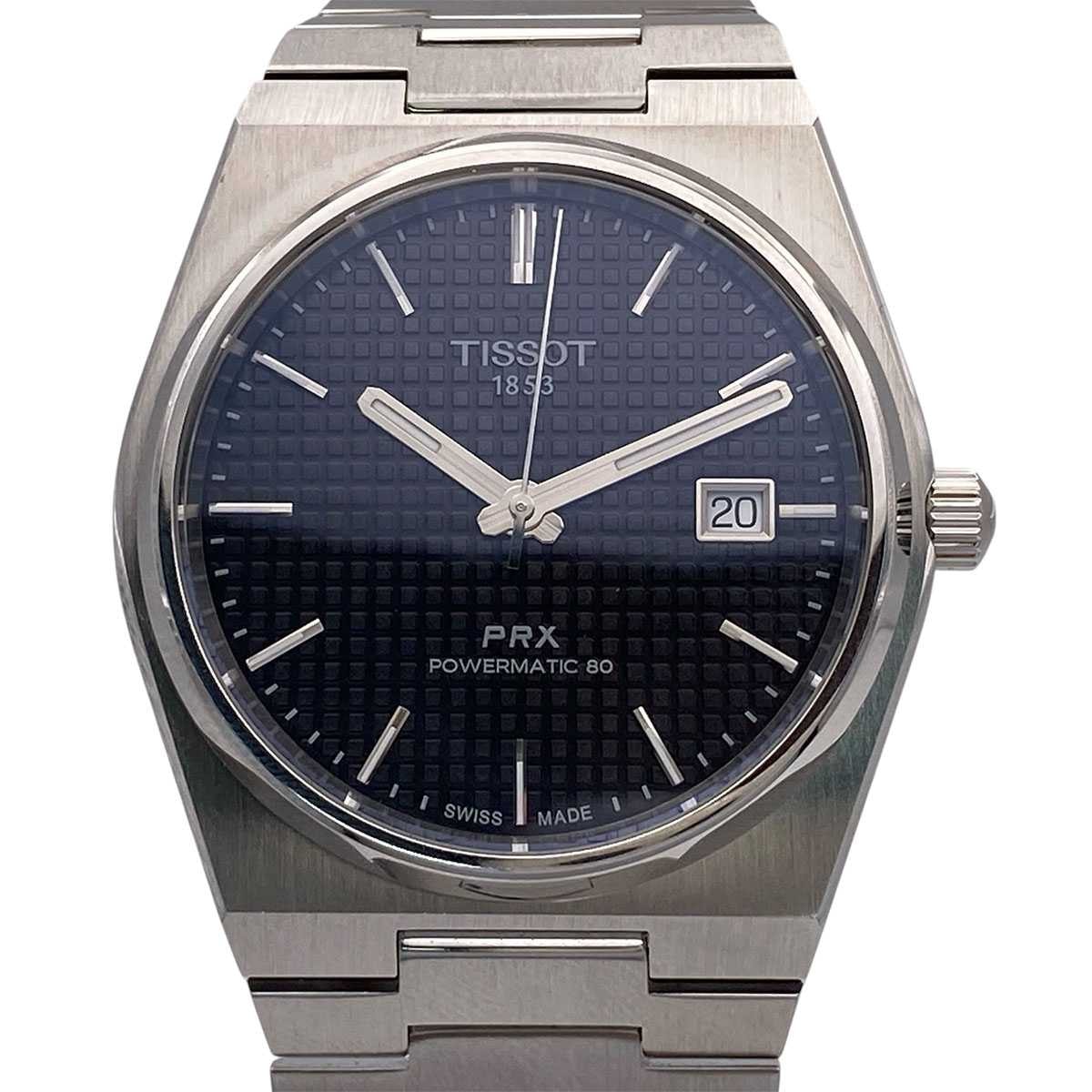 TISSOT ティソ PRX 40mm ピーアールエックス パワーマティック80 腕時計 T137.407.11.051.00 ステンレススチール ブラック シルバー メンズ【中古】