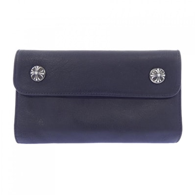 Chrome Hearts Wave Cross Ball Button Leather Wallet "Black/Silver"