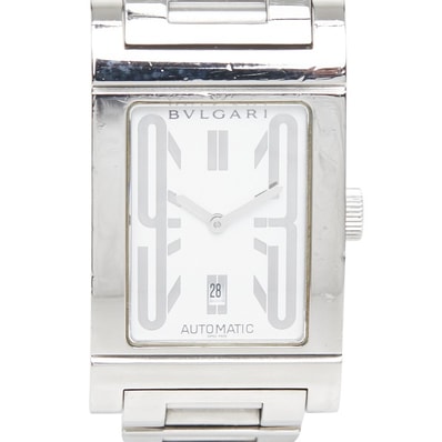 ブルガリ レッタンゴロ 腕時計 RT45S 自動巻き ホワイト文字盤 ステンレススチール メンズ BVLGARI 中古