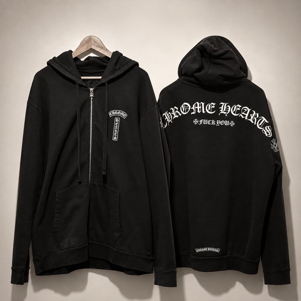 Chrome Hearts Fuck You Arch Logo Zip Up Hoodie "Black"