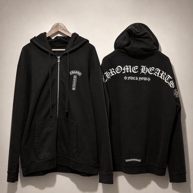 Chrome Hearts Fuck You Arch Logo Zip Up Hoodie "Black"