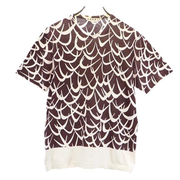 MARNI マルニ イタリア製 総柄 半袖 Tシャツ 44 ブラウン系