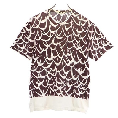 MARNI マルニ イタリア製 総柄 半袖 Tシャツ 44 ブラウン系
