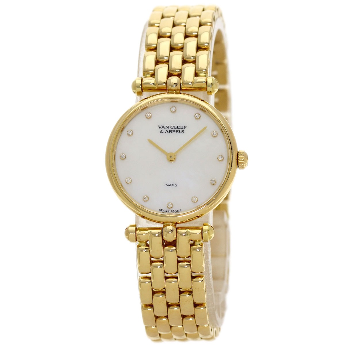 Van Cleef & Arpels ヴァンクリーフ&アーペル 18601 ラウンドフェイス 12P ダイヤモンド 腕時計 K18YG K18YG レディース [中古]