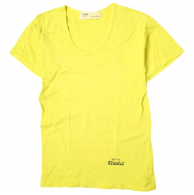 TOGA PULLA トーガ プルラ 日本製 NEW TYPE ELASTIC UネックTシャツ TP82-JK502 1 イエロー 半袖 トップス g13716