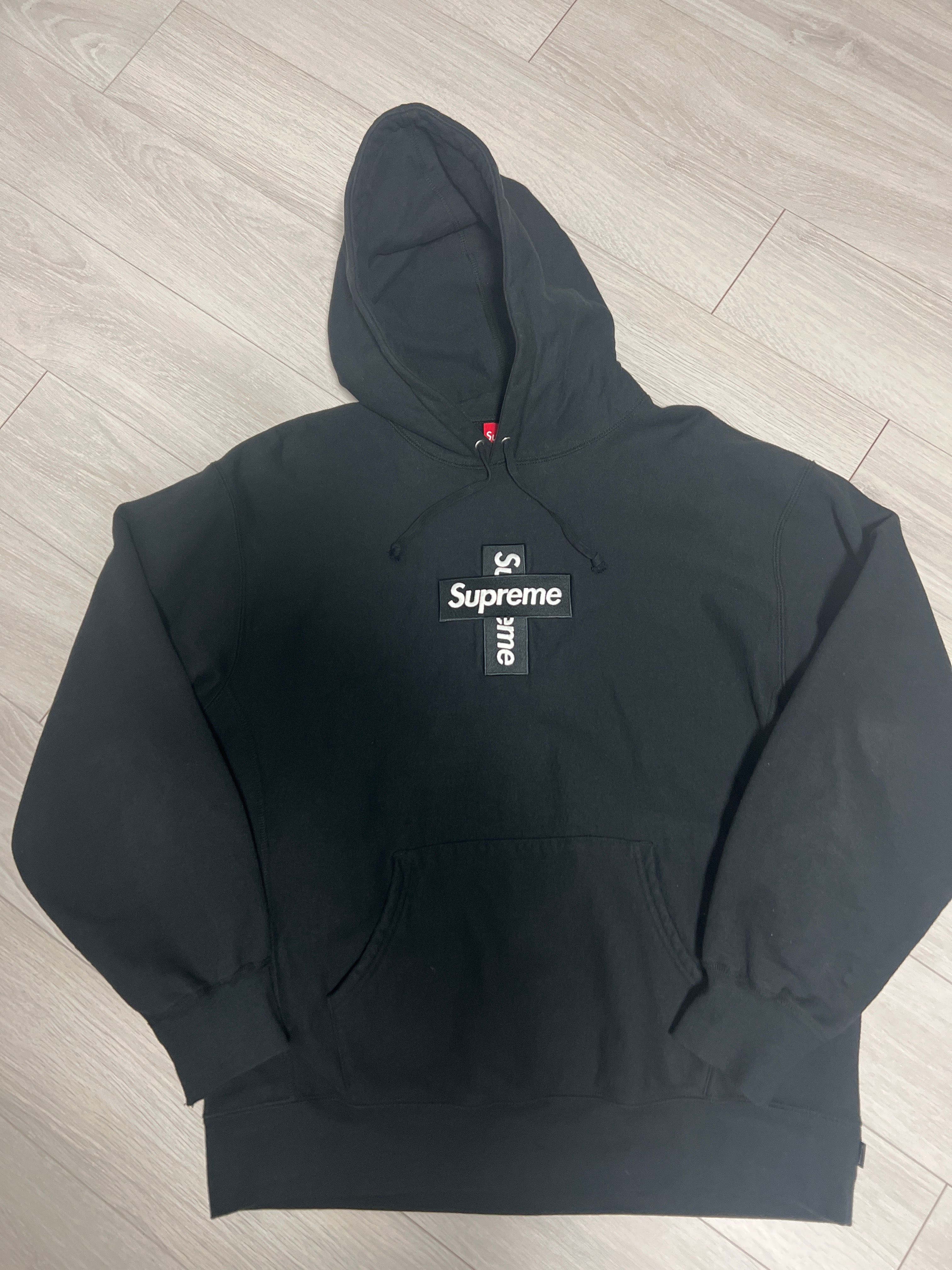 Supreme Cross Box Logo Hooded Sweatshirt "Black"