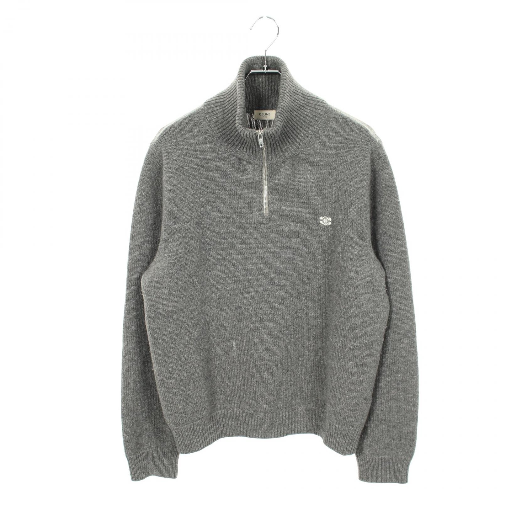 セリーヌ CELINE トリオンフ トラッカーセーター ニット 衣料品 トップス ウール カシミヤ メンズ グレー系 2ADBH048T 【中古】