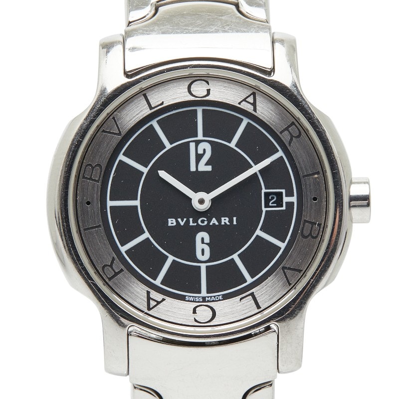 ブルガリ ソロテンポ 腕時計 ST29S クオーツ ブラック文字盤 ステンレススチール レディース BVLGARI 【中古】