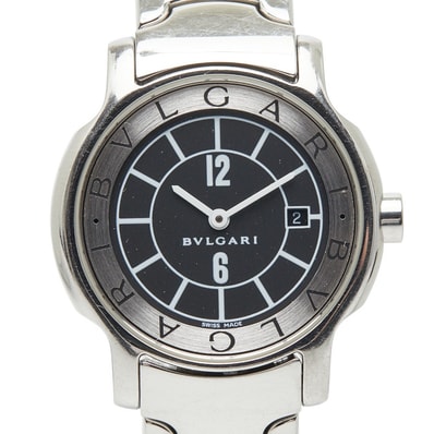 ブルガリ ソロテンポ 腕時計 ST29S クオーツ ブラック文字盤 ステンレススチール レディース BVLGARI 【中古】