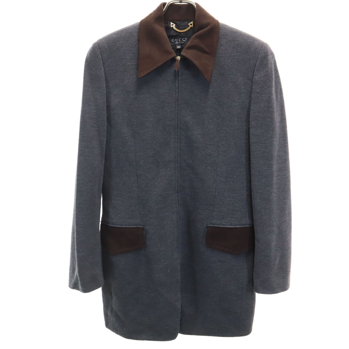 GUCCI グッチ イタリア製 ウールブレンド コート 40 グレー系