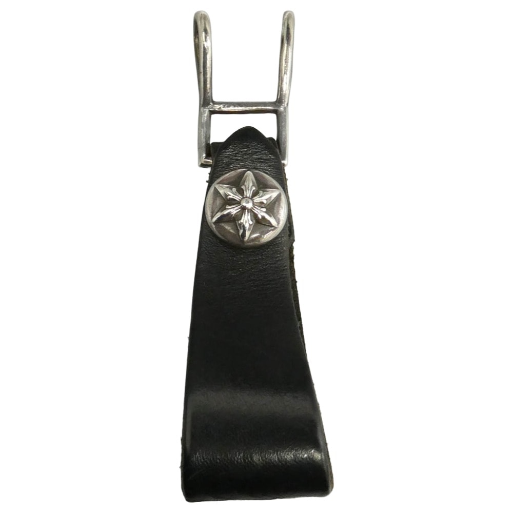 CHROME HEARTS クロムハーツ(原本有) BELT LOOP スターボールボタン レザー ベルトループ ブラック系 シルバー系【中古】
