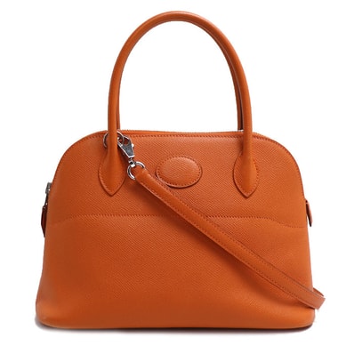 HERMES エルメス ボリード27 ヴォーエプソン 2Wayショルダーバッグ オレンジ レディース □N【中古】