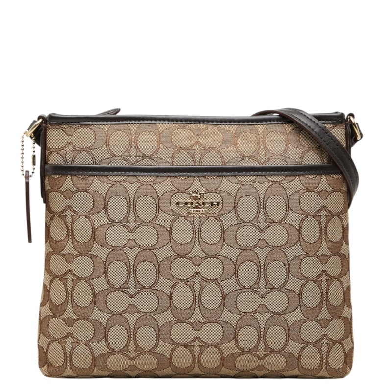 コーチ シグネチャー 斜め掛け ショルダーバッグ F29960 ベージュ キャンバス レザー レディース COACH 中古