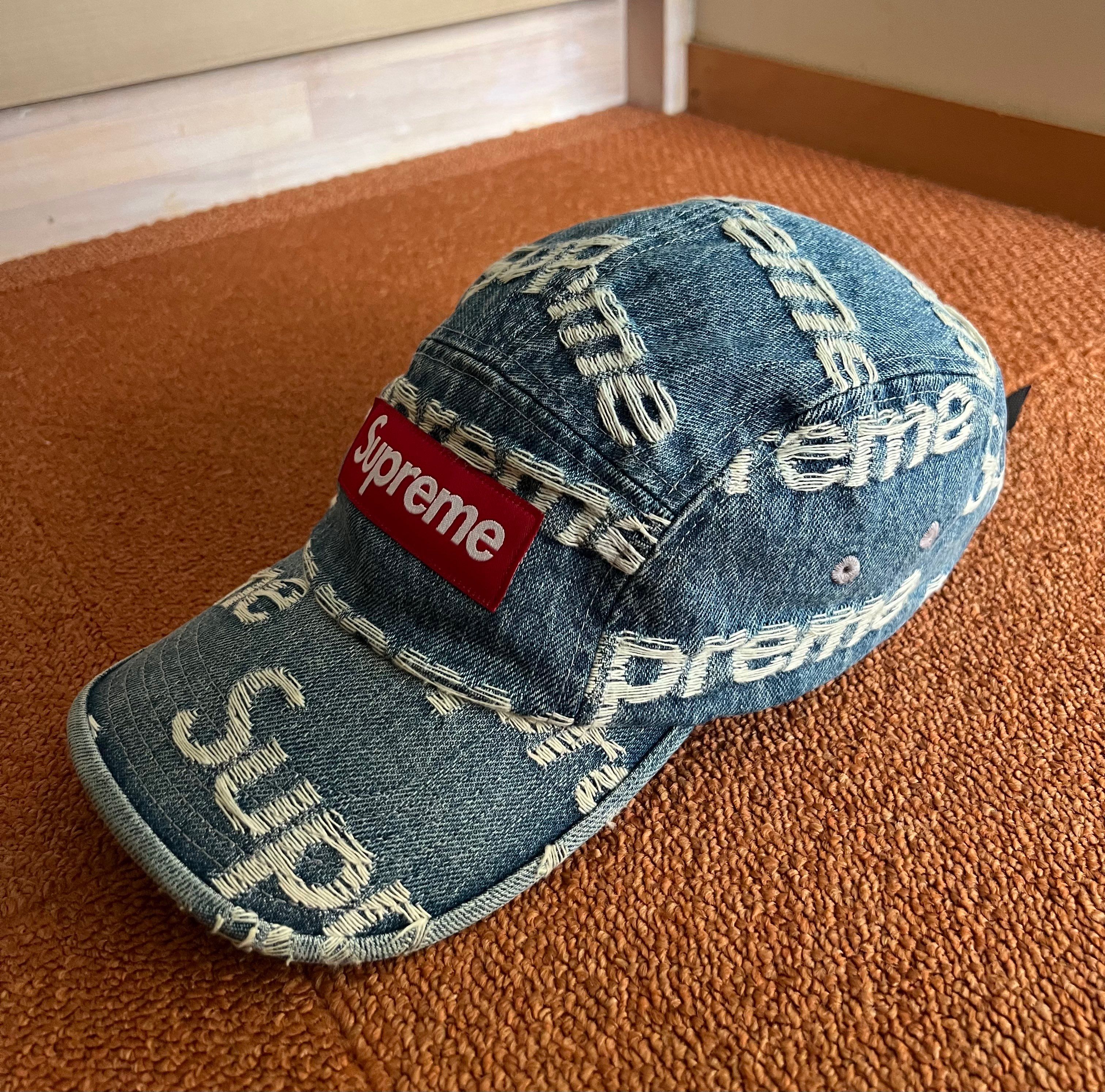 Supreme Frayed Logos Denim Camp Cap "Blue"