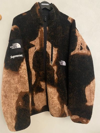 Supreme x The North Face Bleached Denim Print Fleece Jacket "Black"