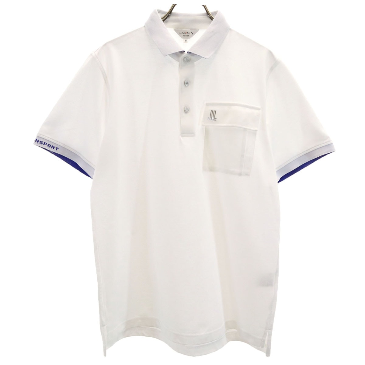 美品 LANVIN SPORT ランバンスポール 日本製 ゴルフ 半袖 ポロシャツ 40 ホワイト