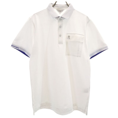 美品 LANVIN SPORT ランバンスポール 日本製 ゴルフ 半袖 ポロシャツ 40 ホワイト