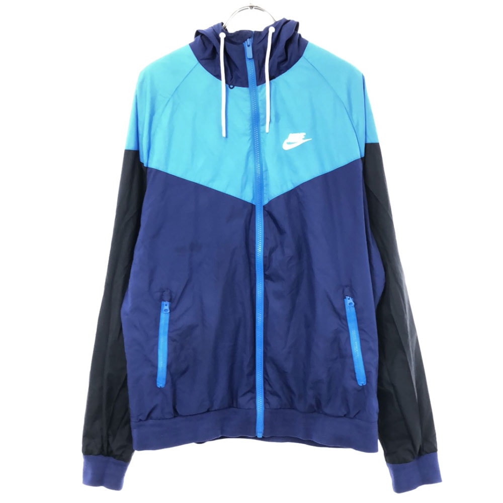 NIKE ナイキ トレーニング 長袖 ジップパーカー M ブルー系 裏メッシュ リップストップ生地
