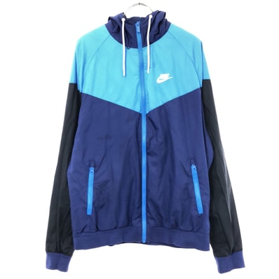 NIKE ナイキ トレーニング 長袖 ジップパーカー M ブルー系 裏メッシュ リップストップ生地