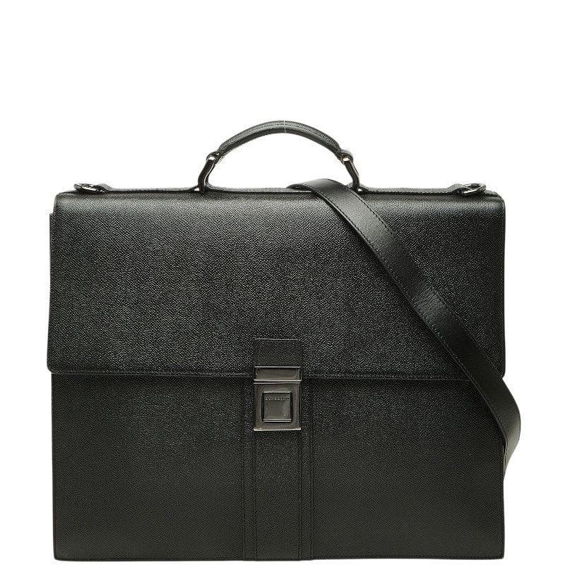 バーバリー ビジネスバッグ ブリーフケース ショルダーバッグ 2WAY ブラック レザー メンズ BURBERRY 【中古】