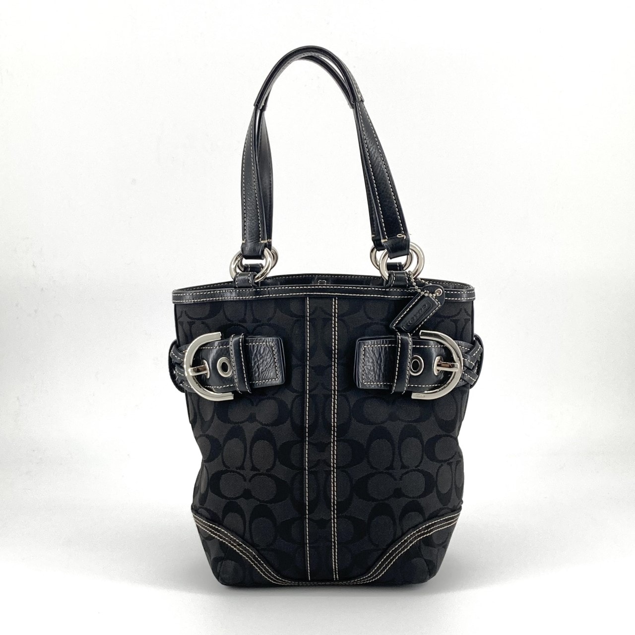COACH(コーチ) ソーホー シグネチャー ロゴ入り キャンバス×レザー 5088 トートバッグ ブラック