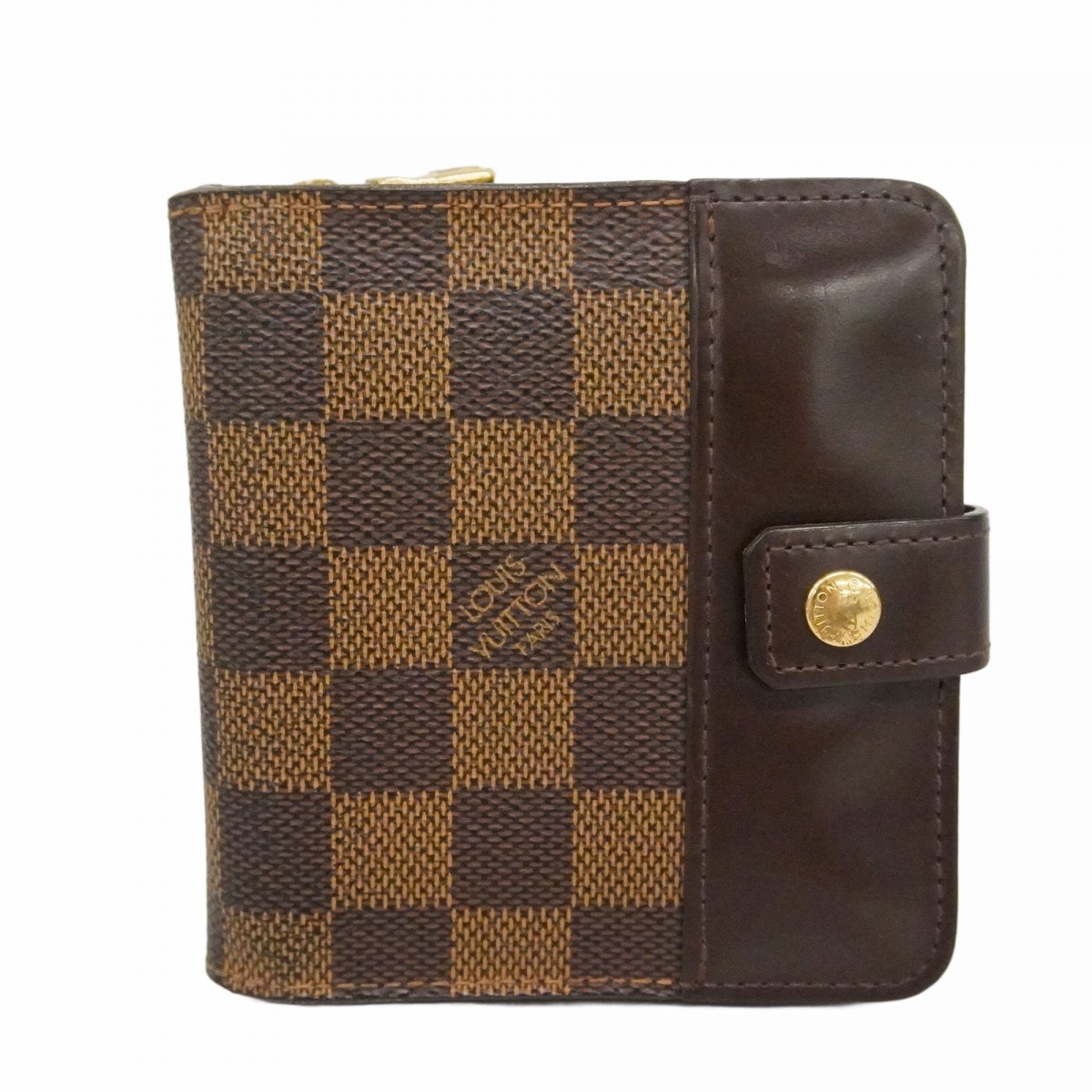 【6db1239-k】ルイヴィトン 財布 ダミエ コンパクトジップ N61668 エベヌ【中古】レディース
