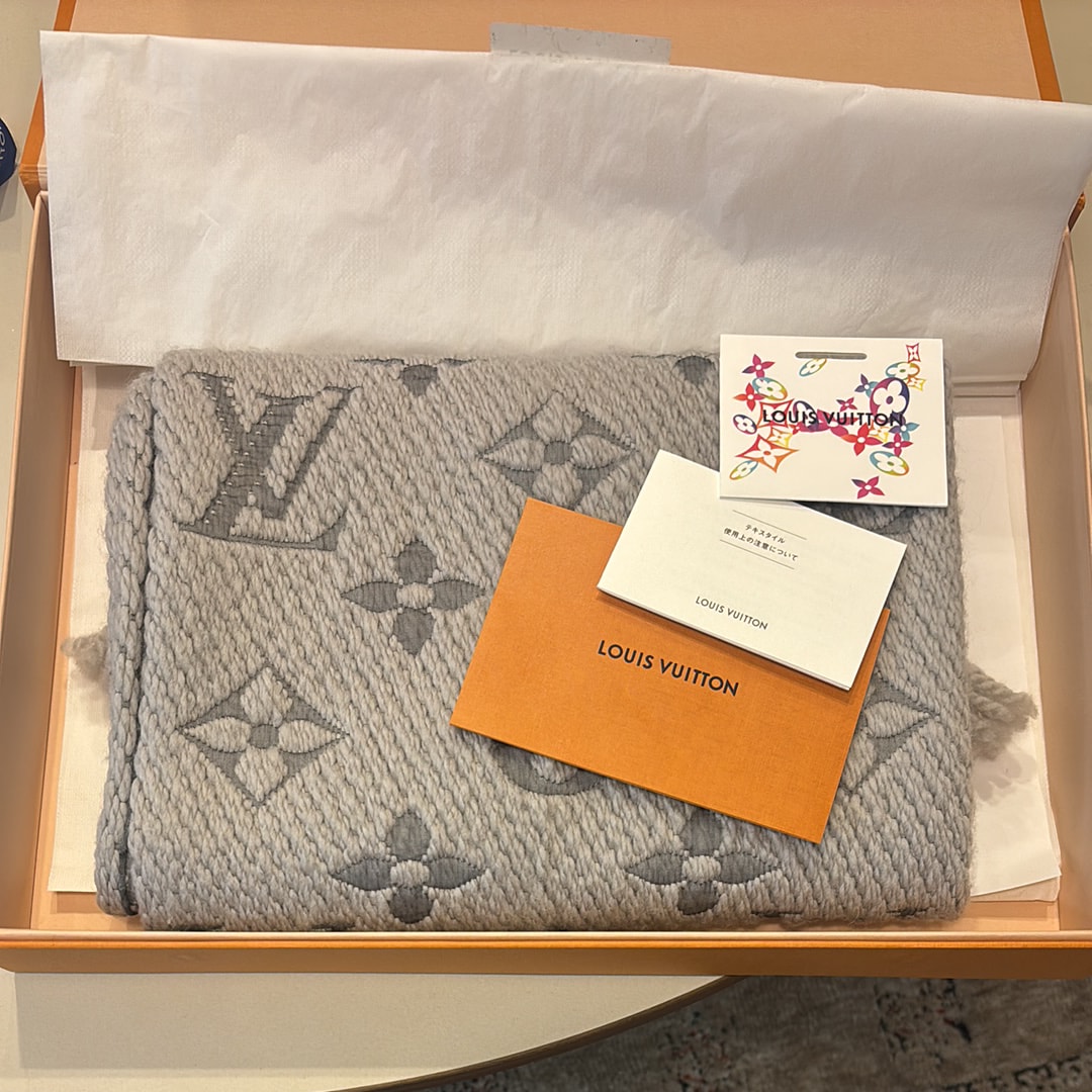 Louis Vuitton Logomania Scarf Monogram "Pearl Grey"