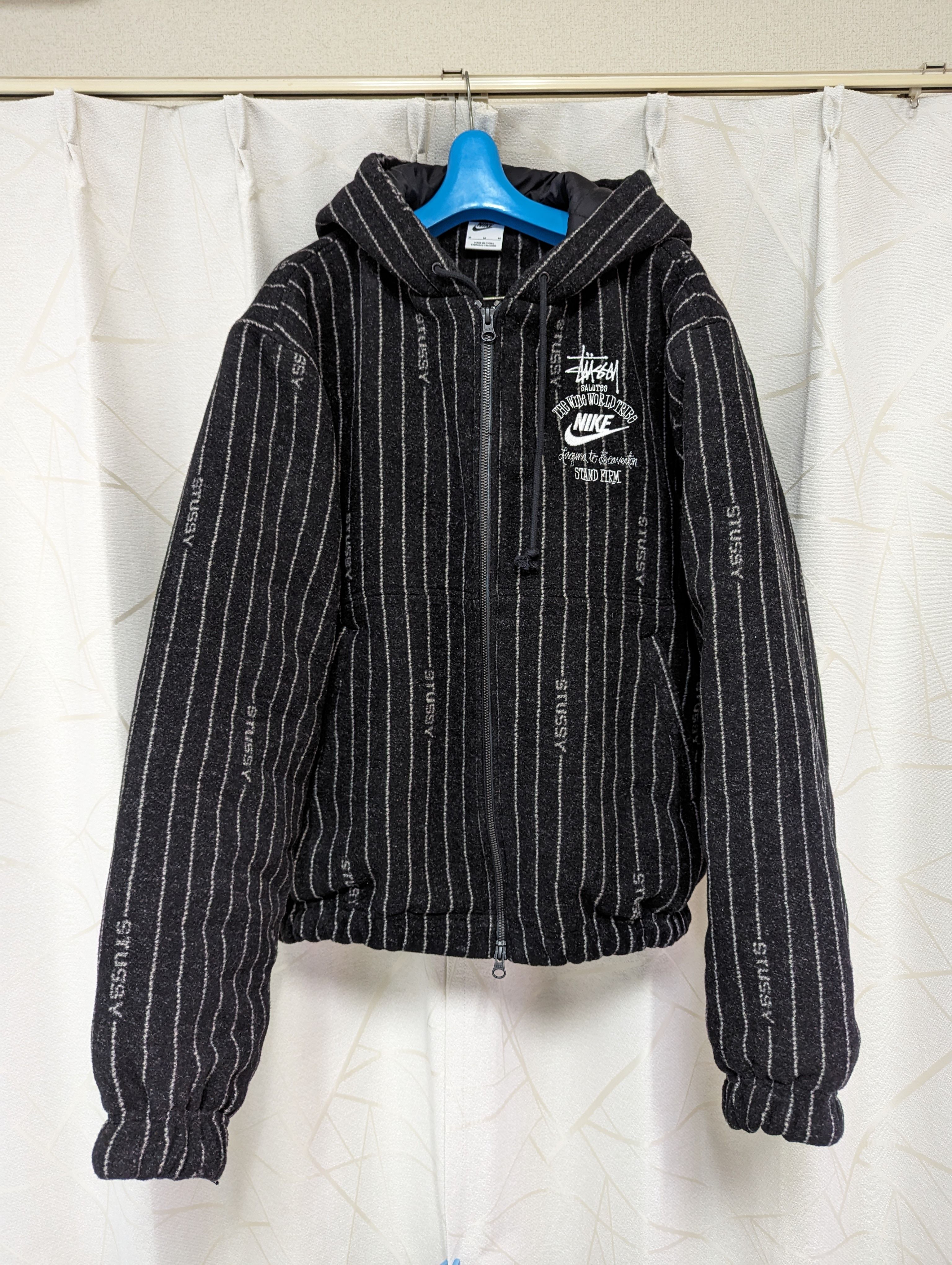 Stussy x Nike Striped Wool Jacket "Black"