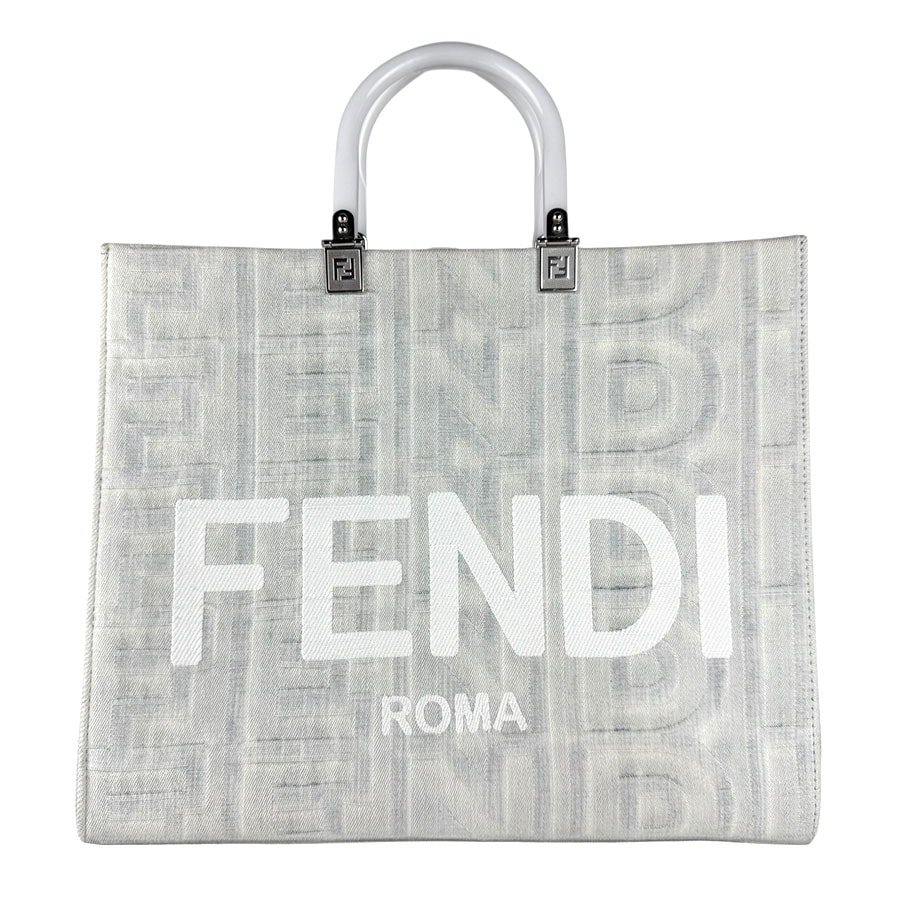 フェンディ FENDI ハンドバッグ ショルダーバッグ マークジェイコブス コラボ サンシャイン ミディアム キャンバス グレー系 ユニセックス 8BH386-ANXX【中古】 z9020