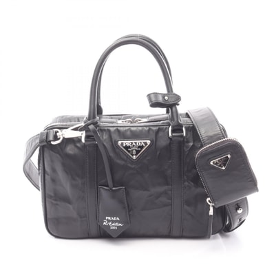 プラダ PRADA Re-Edition 2001 2WAY ハンドバッグ バッグ レザー レディース ブラック系 1BB092T2O UVL 【中古】
