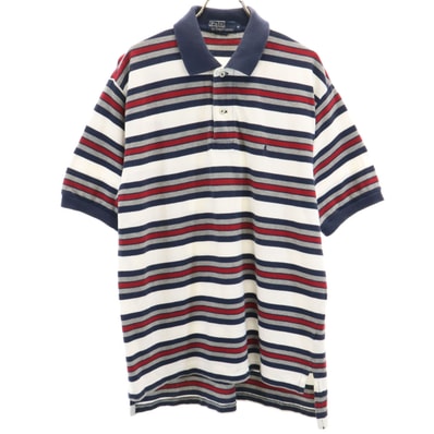 POLO RALPH LAUREN ポロラルフローレン ボーダー柄 半袖 ポロシャツ M ネイビー 鹿の子