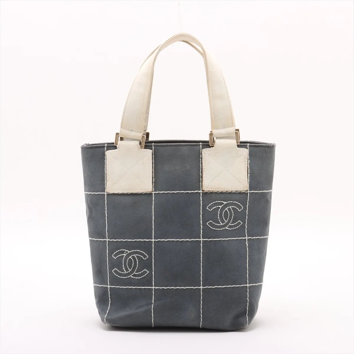 シャネル チョコバーココマークトート バッグ レザー×キャンバス