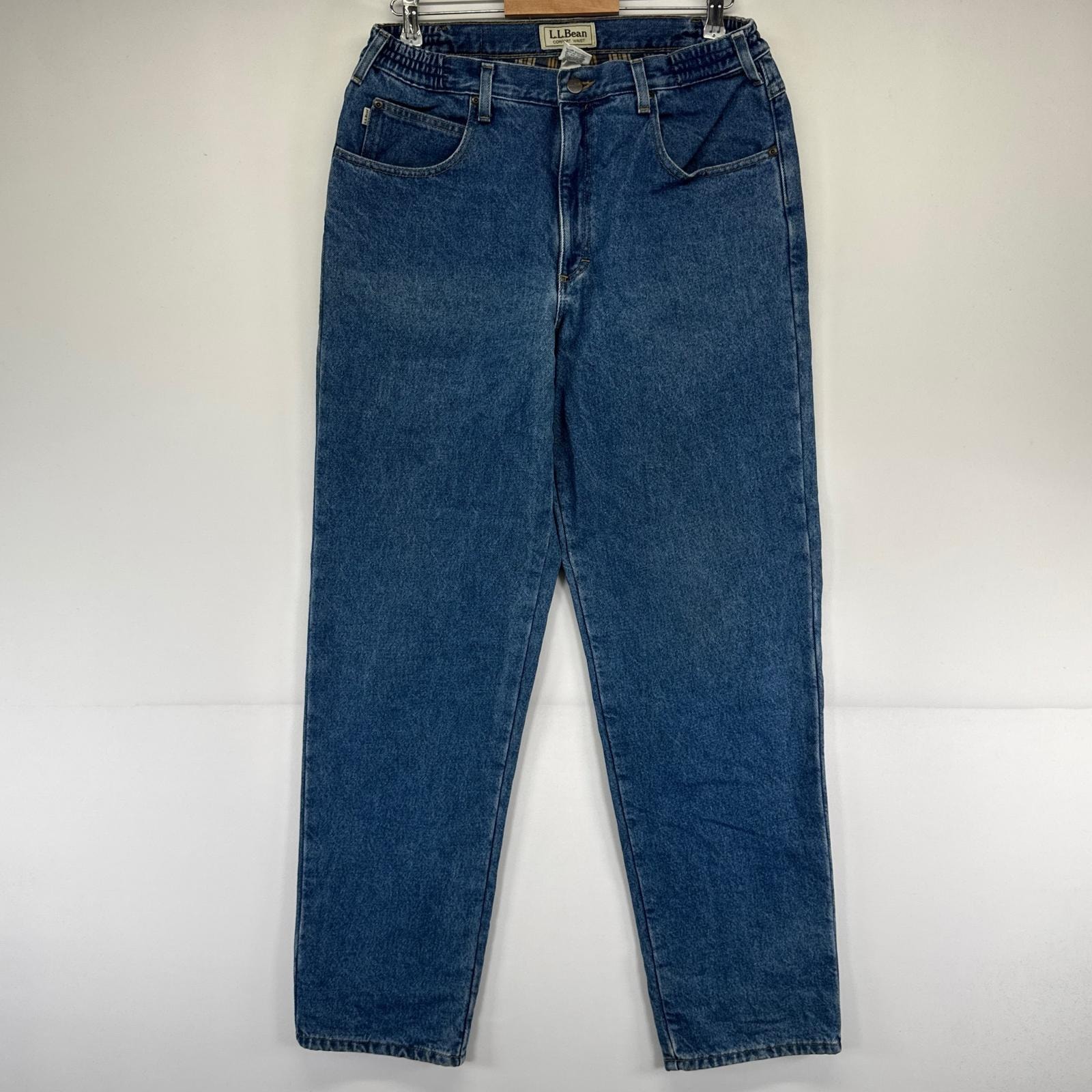 古着 エルエルビーン L.L.Bean デニム パンツ テーパード 裏地付 デニム ジーパン w34×L32  ブルー系 メンズ