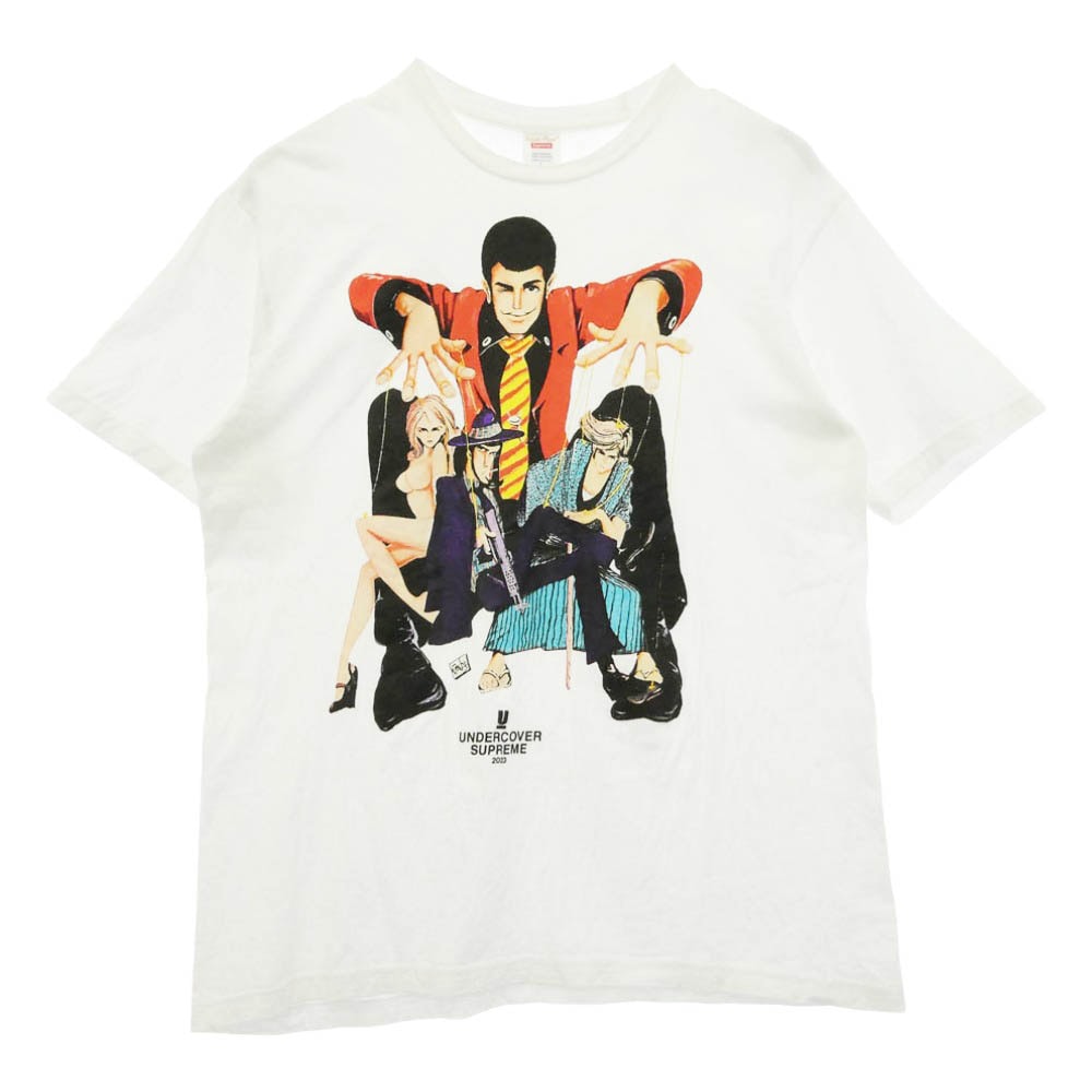 Supreme シュプリーム UNDERCOVER アンダーカバー 23SS x UNDERCOVER Lupin Tee White  アンダーカバー ルパン ロゴ プリント Tシャツ 半袖 カットソー ホワイト系 L【中古】