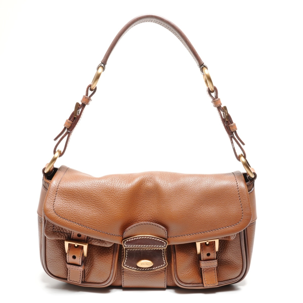 プラダ PRADA ワンショルダー バゲットバッグ レザー ショルダーバッグ【中古】