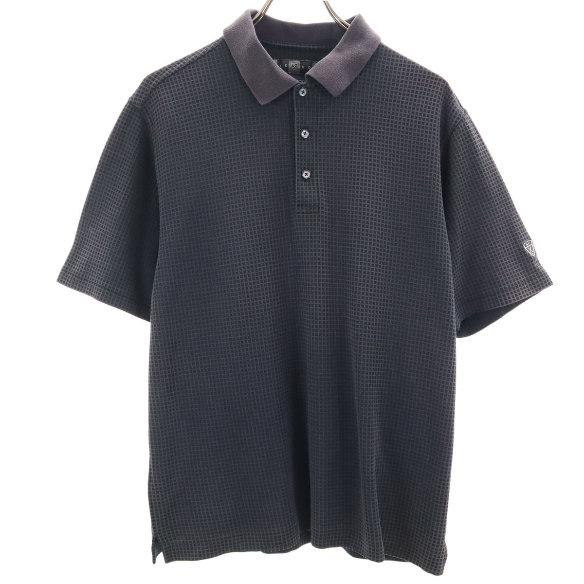 NIKE GOLF ナイキゴルフ 格子柄 半袖 ポロシャツ M チャコールグレー