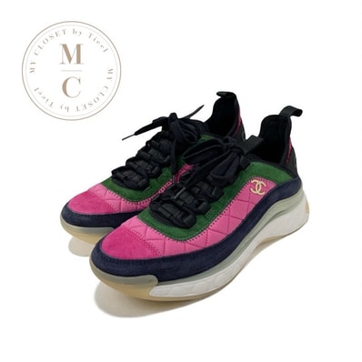 シャネル CHANEL スニーカー 靴 シューズ ファブリック スエード ピンク ココマーク ロゴ