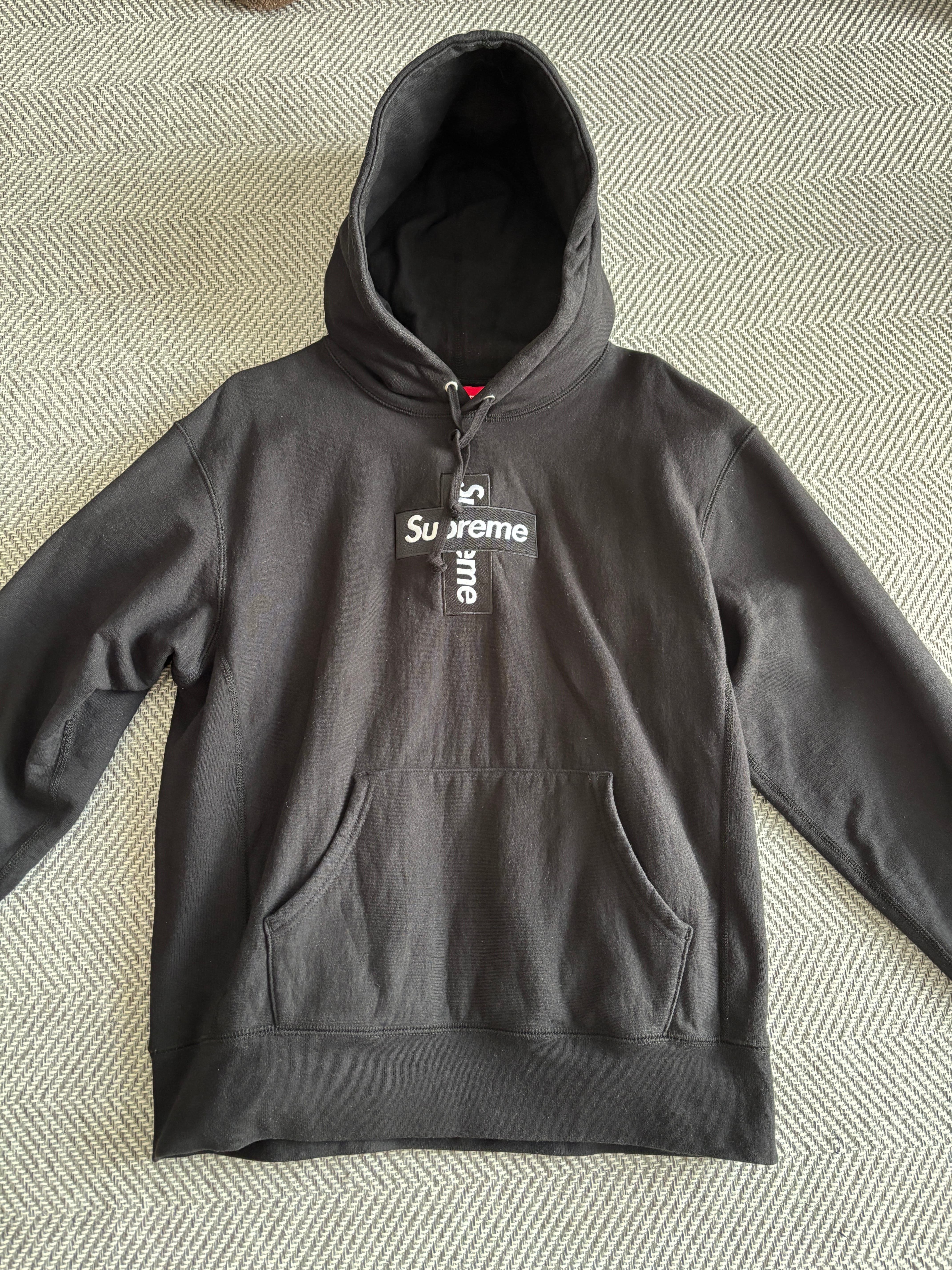 Supreme Cross Box Logo Hooded Sweatshirt "Black"